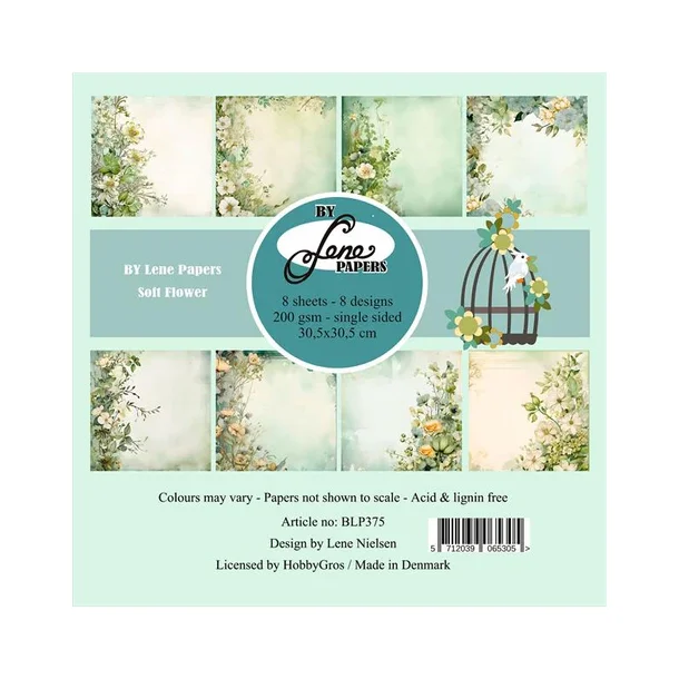 BY LENE Papirblok 30x30 "Soft Flowers" BLP375