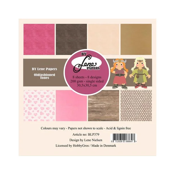BY LENE Papirblok 30x30 BLP378 - Oldfashioned Tones