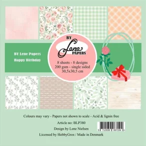 BY LENE Papirblok 30x30 BLP380 - Happy Birthday