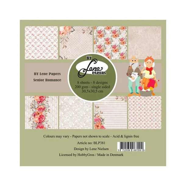 BY LENE Papirblok 30x30 BLP382 - Strawberry Time
