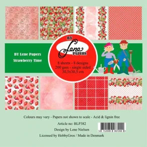BY LENE Papirblok 30x30 BLP382 - Strawberry Time
