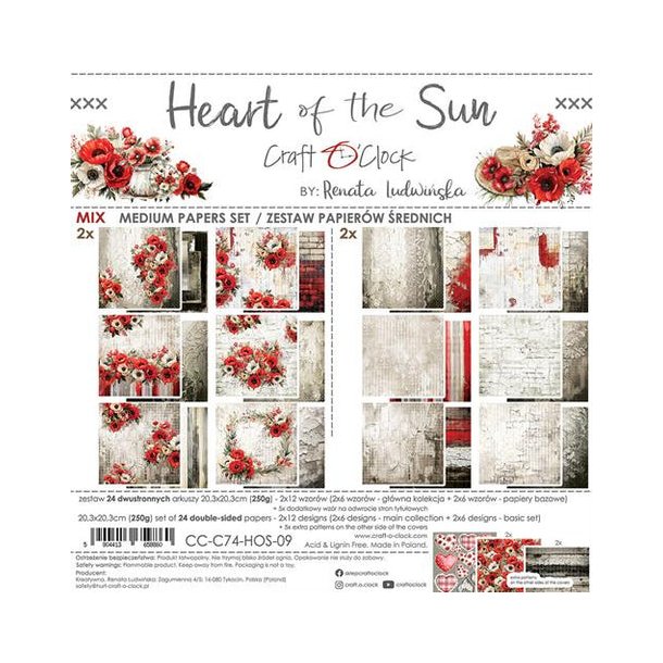 Craft O'Clock Paper Pack "Hearts of the Sun - 20,3x20,3cm" CC-C74-HOS-09