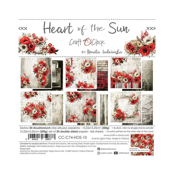 Craft O'Clock Paper Pack "Hearts of the Sun - 15,25x15,25cm" CC-C74-HOS-10