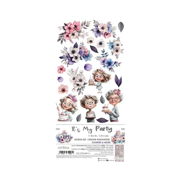 Craft O'Clock Paper Pack "It's My Party - Extras Set - Flowers" CC-C75-IMP-11