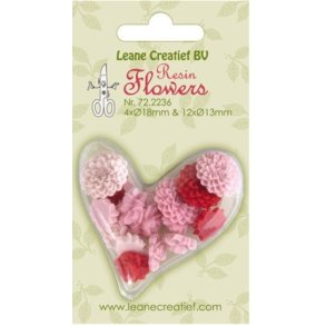 Resin flowers roses&peony pink/red 