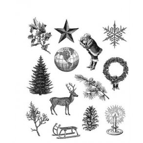 SA / Tim Holtz Cling Stamp - Holiday Things - TH-CMS441