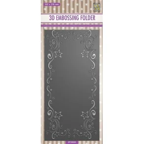 Nellie Snellen Embossing Folder - Slim - EF3D035 - Curls stars frame