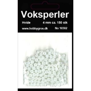 Voksglasperler 4 MM, ca. 150 stk. HVID