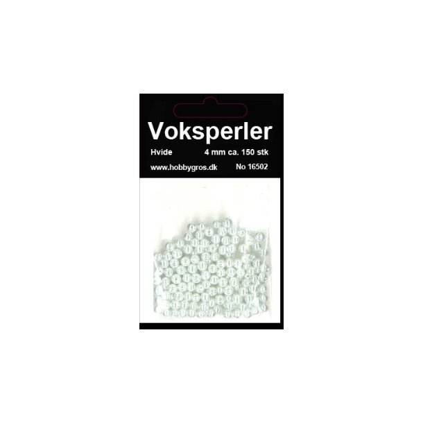 Voksglasperler 4 MM, ca. 150 stk. HVID