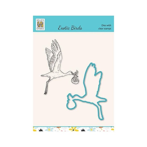 Nellie's - Dies &amp; Clearstamp "Stork" HDCS028