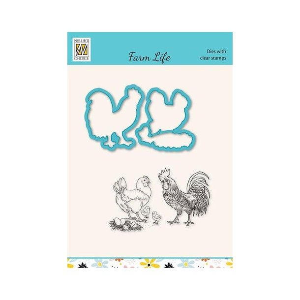 Nellie's - Dies &amp; Clearstamp "Chicken Family" HDCS030