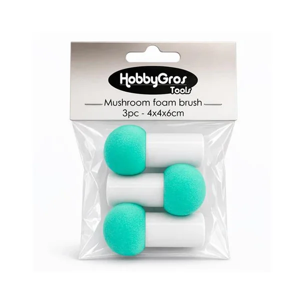 HobbyGros Tools "Mushroom Foam Brushes - 3pc" HGT038