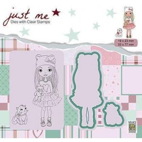 Nellie's Dies & Clearstamp - JMSD001 - Girl with cat