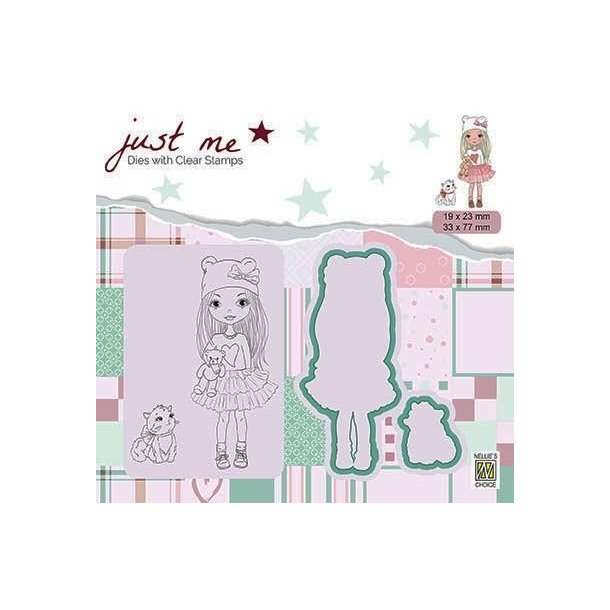 Nellie's Dies &amp; Clearstamp - JMSD001 - Girl with cat