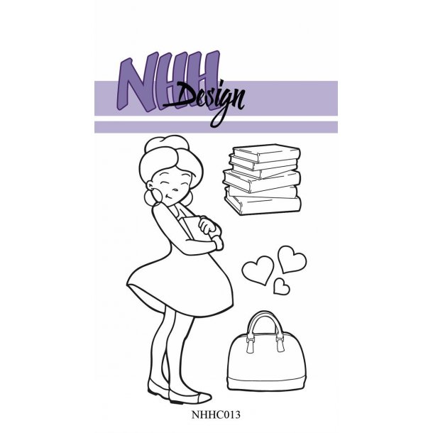 NHH Design Stempel - NHHC013 - Girl with books - Passer sammen med dies NHHD013
