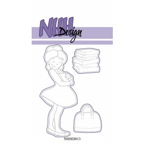 NHH Design Dies - NHHD013 - Girl with books - passer sammen med stempel NHHC013