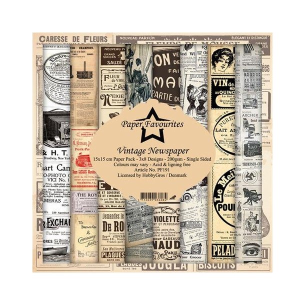 Paper Favourites Paper Pack 15x15 - PF191 - Vintage Newspaper