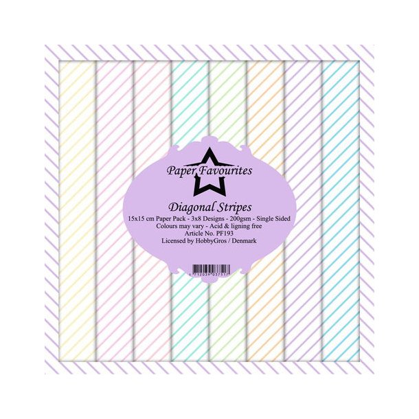 Paper Favourites Paper Pack 15x15 - PF193 - Diagonal Stripes