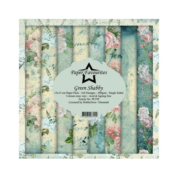 Paper Favourites Paper Pack 15x15 - PF199 - Green Shabby