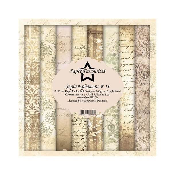 Paper Favourites Paper Pack 15x15 - PF200 - Sepia Ephemera #II