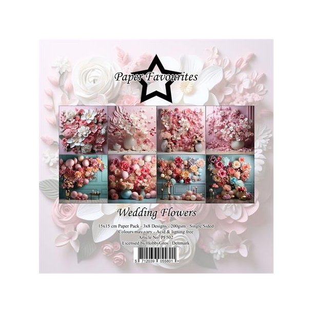 Paper Favourites Paper Pack 15x15 "Wedding Flowers" PF502