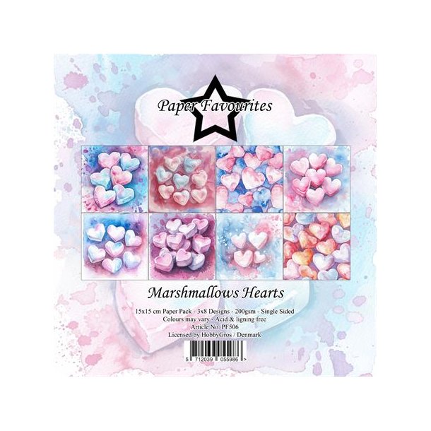 Paper Favourites Paper Pack 15x15 "Marshmallows Hearts"  PF506