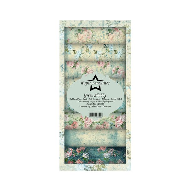 Paper Favourites Slim Card - PFS045 - Green Shabby