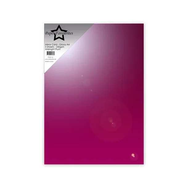 Paper Favourites Mirror Card Glossy  "Midnight Plum" A4 PFSS112