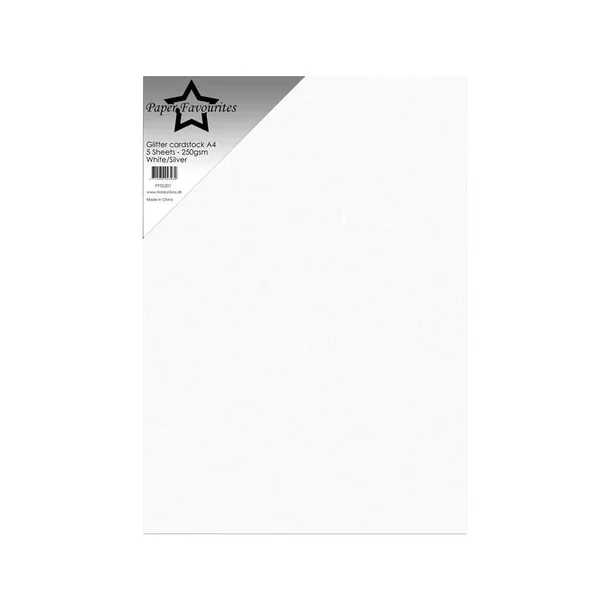 Paper Favourites Glitter Cardstock "White/Silver (High flash)" PFSS201