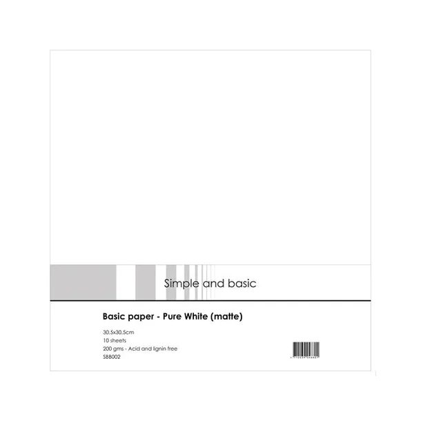 Simple and basic "Basic Paper - Pure White (matte) SBB002 30x30 cm