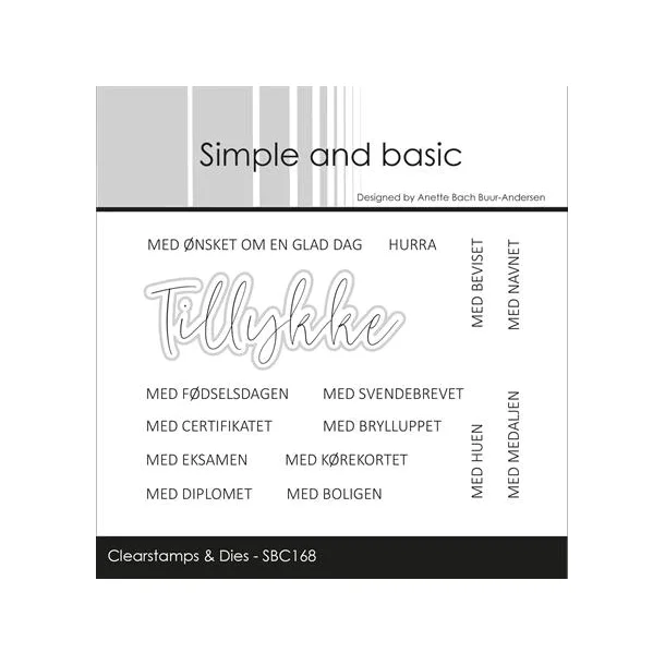 Simple and basic Clearstamp + Dies "Tillykke" SBC168 