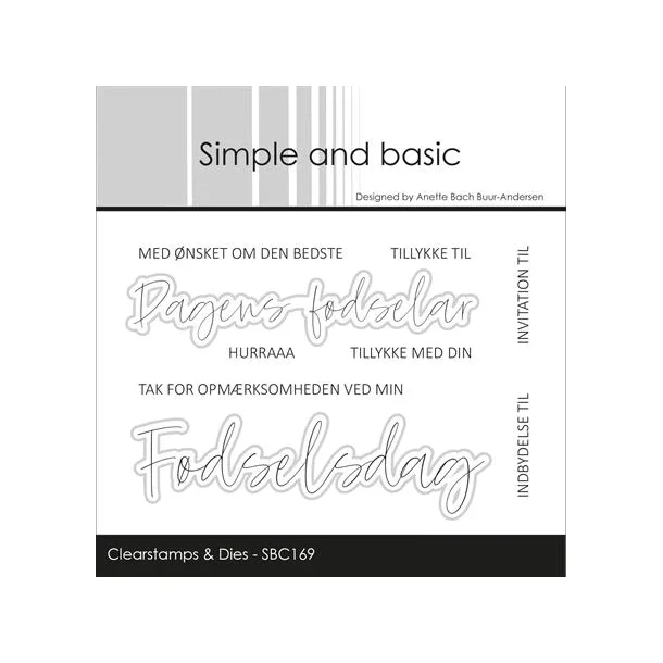 Simple and basic Clearstamp + Dies "Fdselsdag" SBC169 