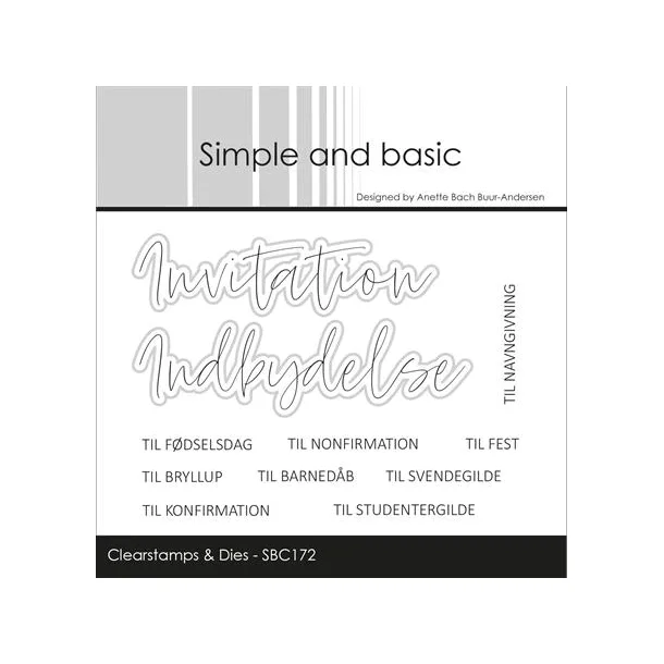 Simple and basic Clearstamp + Dies "Invitation" SBC172 