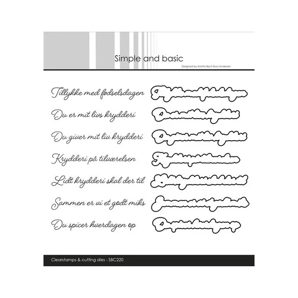 Simple and basic Clearstamp &amp; dies "Danske tekster" SBC220