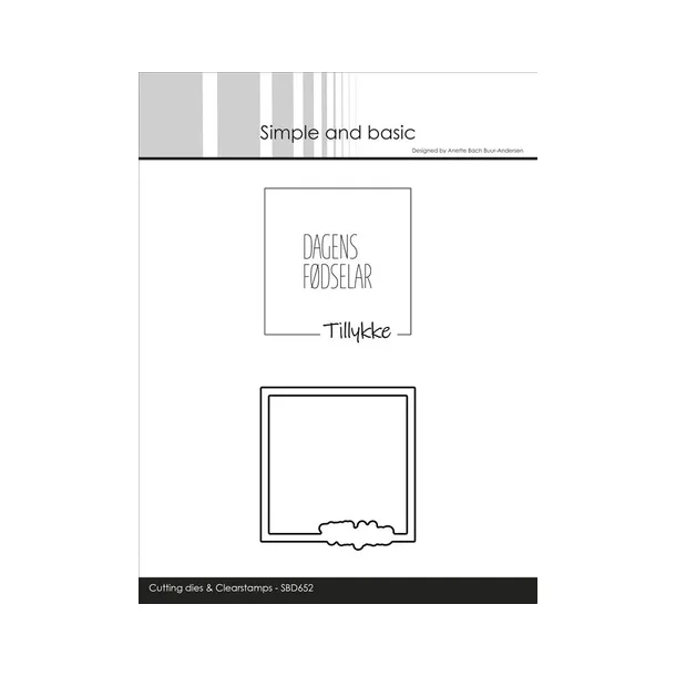 Simple and Basic die + clerstamp "Tillykke" SBD652