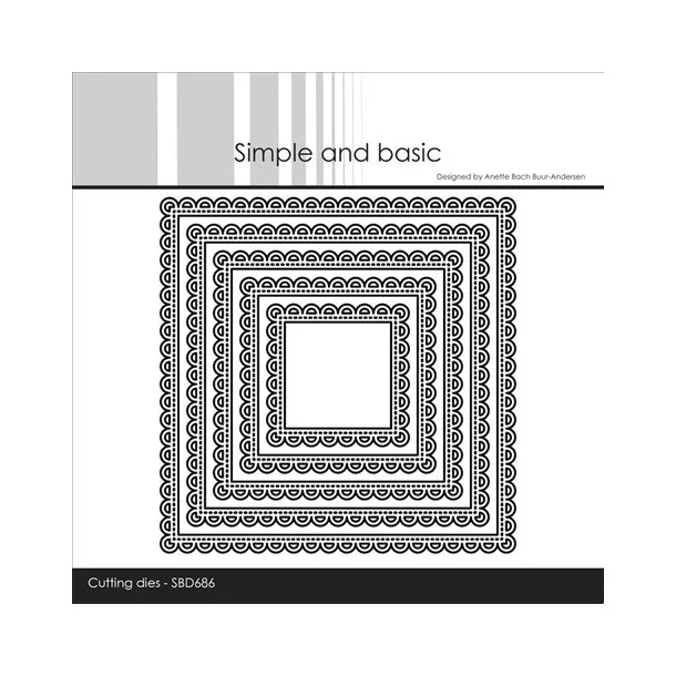 Simple and Basic dies  "10 x 10 squares scalloped edges" SBD686