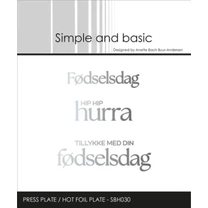 Simple and Basic Press Plate / Hot Foil Plate �F�dselsdag