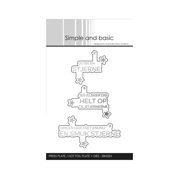  Simple and Basic Press Plate + Dies �Du er en stjerne" SBH034 