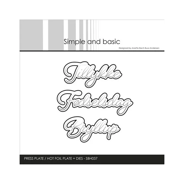 Simple and Basic Press  Plate + Dies �Danske tekster" SBH037