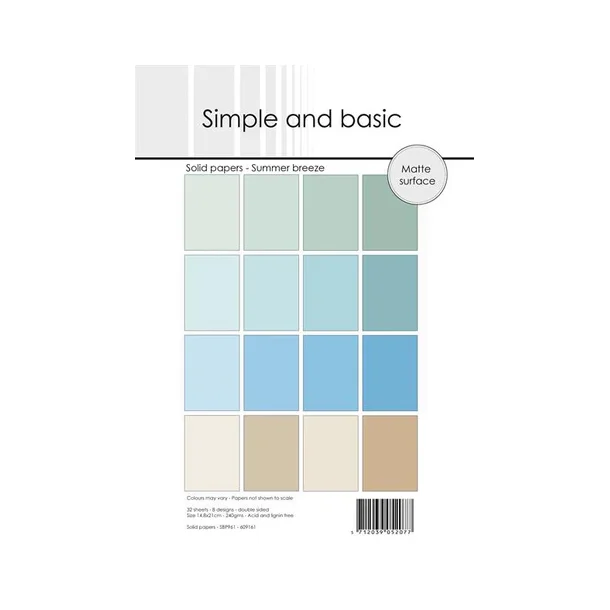 Simple and Basic Design Solid Papers A5  "Summer Breeze" SBP961  