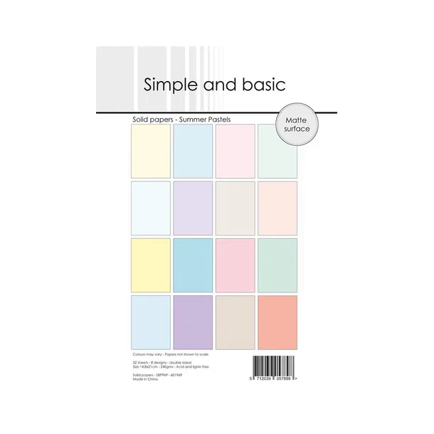 Simple and Basic Design Solid Papers "Summer Pastels" SBP969