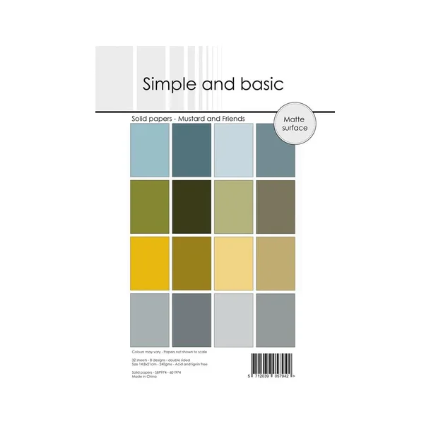 Simple and Basic Design Solid Papers "Mustard and Friends" SBP974