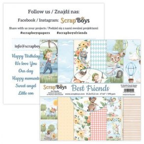 ScrapBoys Papirsblok 15,2x15,2cm - 24 dobbeltsidet ark - Best Friends