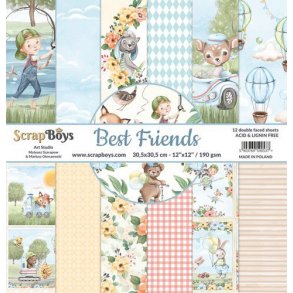ScrapBoys Papirsblok 30,5x30,5cm - 12 dobbeltsidet ark - Best Friends