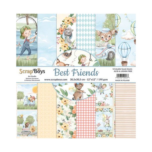 ScrapBoys Papirsblok 30,5x30,5cm - 12 dobbeltsidet ark - Best Friends