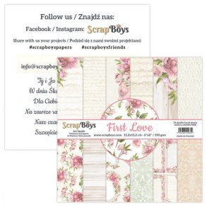 ScrapBoys Papirsblok 15,2x15,2cm - 24 dobbeltsidet ark - First Love