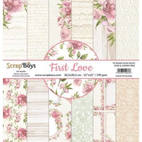 ScrapBoys Papirsblok 30,5x30,5cm - 12 dobbeltsidet ark - First Love