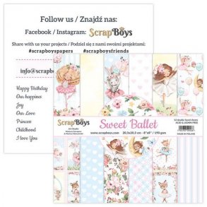 ScrapBoys Papirsblok 20,3x20,3cm - 12 dobbeltsidet ark - Sweet Ballet