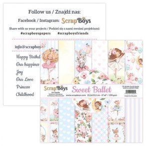 ScrapBoys Papirsblok 15,2x15,2cm - 24 dobbeltsidet ark - Sweet Ballet