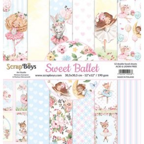 ScrapBoys Papirsblok 30,5x30,5cm - 12 dobbeltsidet ark - Sweet Ballet